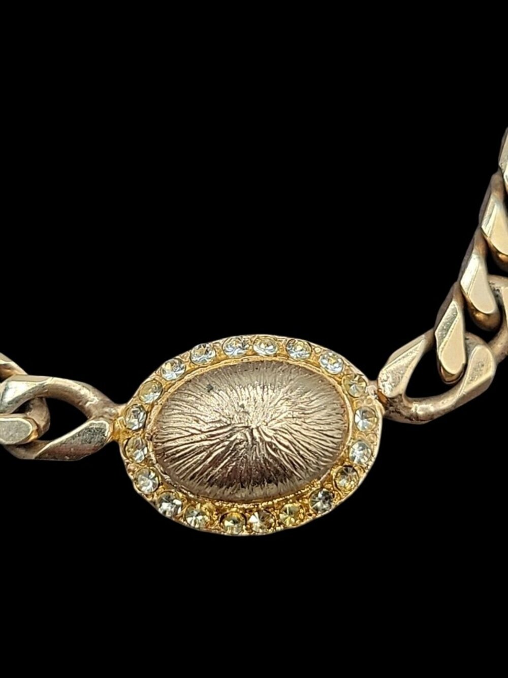 Bijoux Cascio Chunky Enamel Rhinestone Station Choker Necklace 17" Gold Tone VTG - Picture 4 of 16